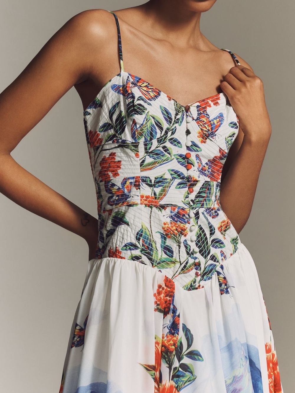 ✨Anthropologie Muse Basque Waist Midi Dress Sleeveless Sweetheart New Large - Picture 4 of 14